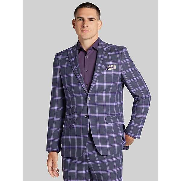 Paisley & Gray Men's Modern Fit Plaid Suit Violet Plaid - Size: 40 Short