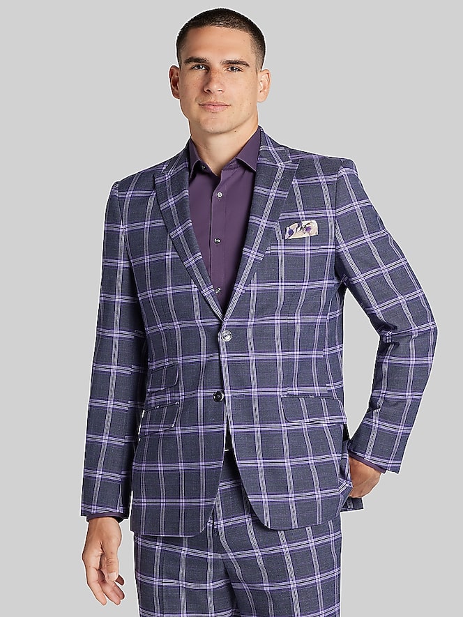 Paisley &Amp; Gray Modern Fit Plaid Suit