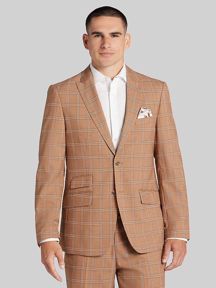 Paisley & Gray Modern Fit Plaid Suit, Brown Plaid | 2 Piece Suits