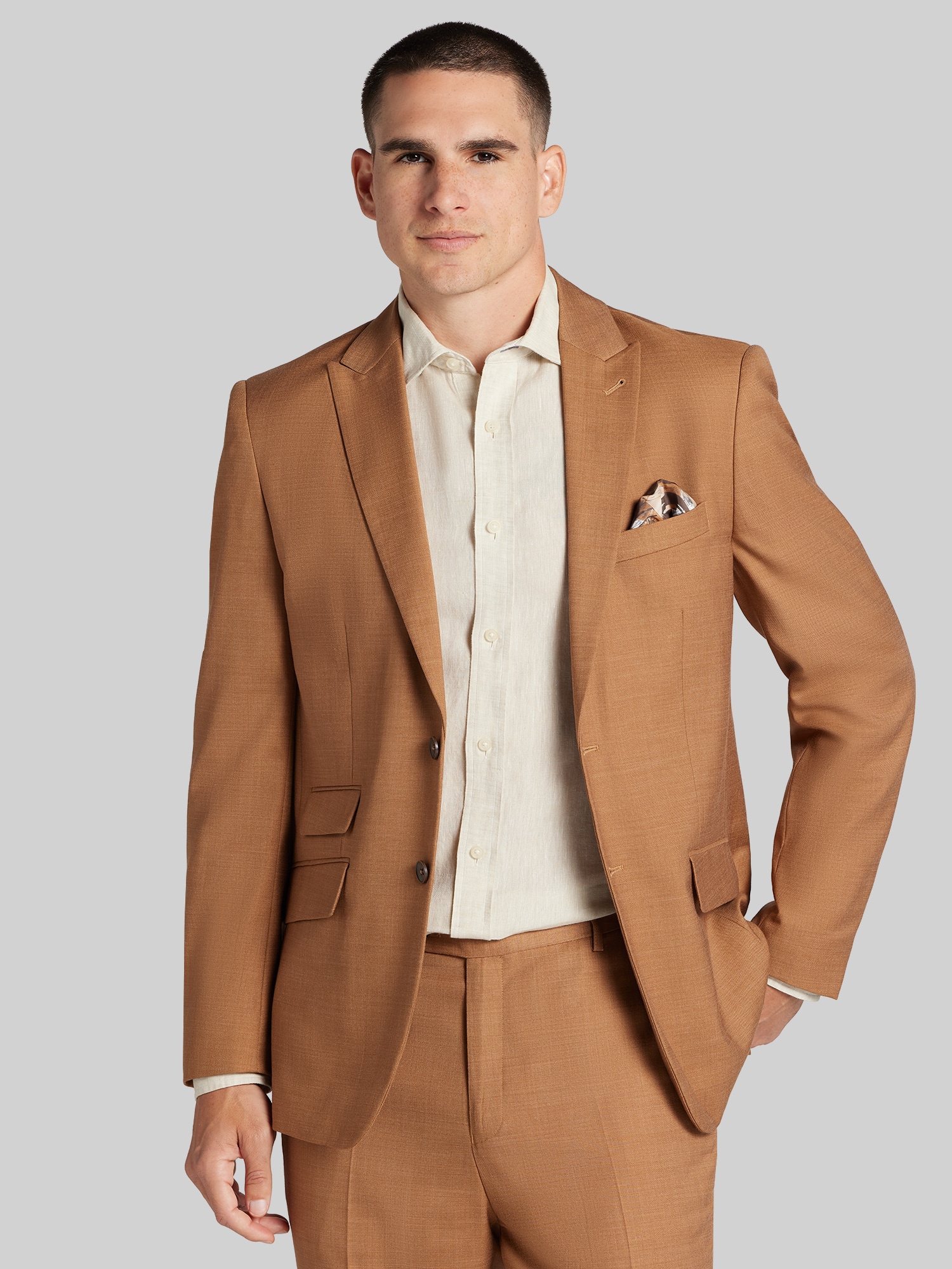 brown formal dress for men Men's Slim Fit Brown Suit: Elegant Formal Wedding Attire