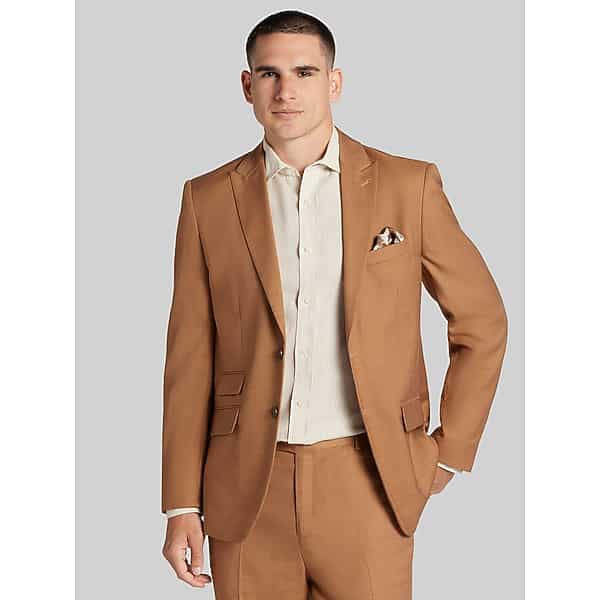 Paisley & Gray Big & Tall Men's Modern Fit Suit Brown Solid - Size: 50 Regular