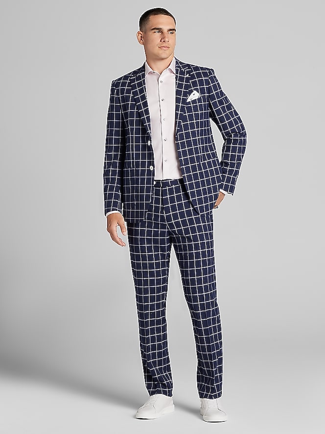Paisley &Amp; Gray Modern Fit Windowpane Suit