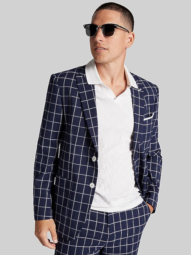 Paisley &Amp; Gray Modern Fit Windowpane Suit