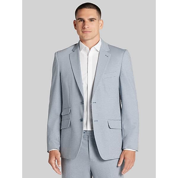 Paisley & Gray Men's Modern Fit Houndstooth Suit Slate Blue Houndstooth - Size: 44 Short