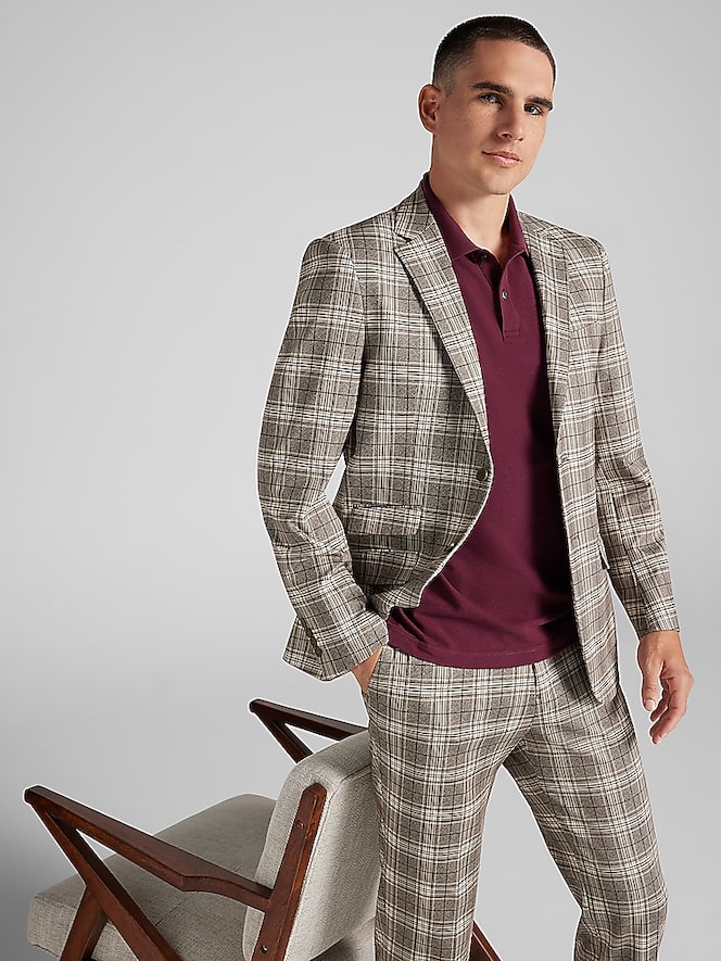 Paisley &Amp; Gray Modern Fit Plaid Suit