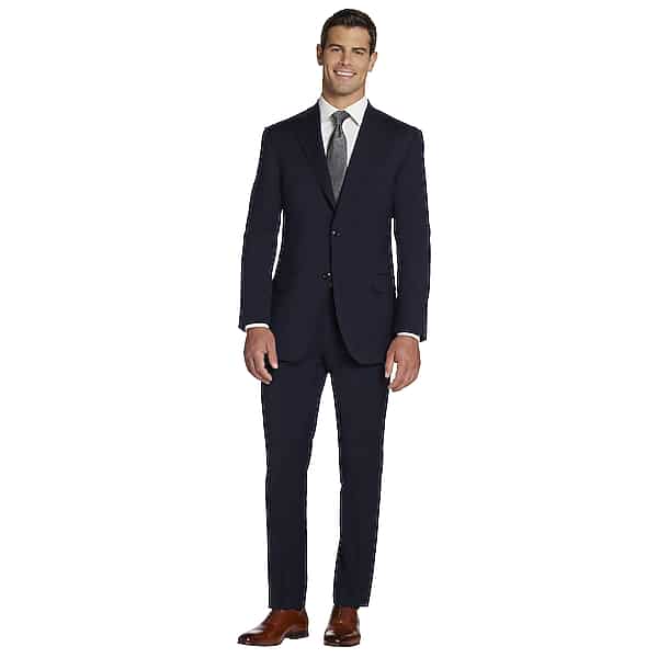 Joseph Abboud Big & Tall American Bespoke Classic Fit Wool Men's Suit Jacket Navy Solid - Size: 50 Long