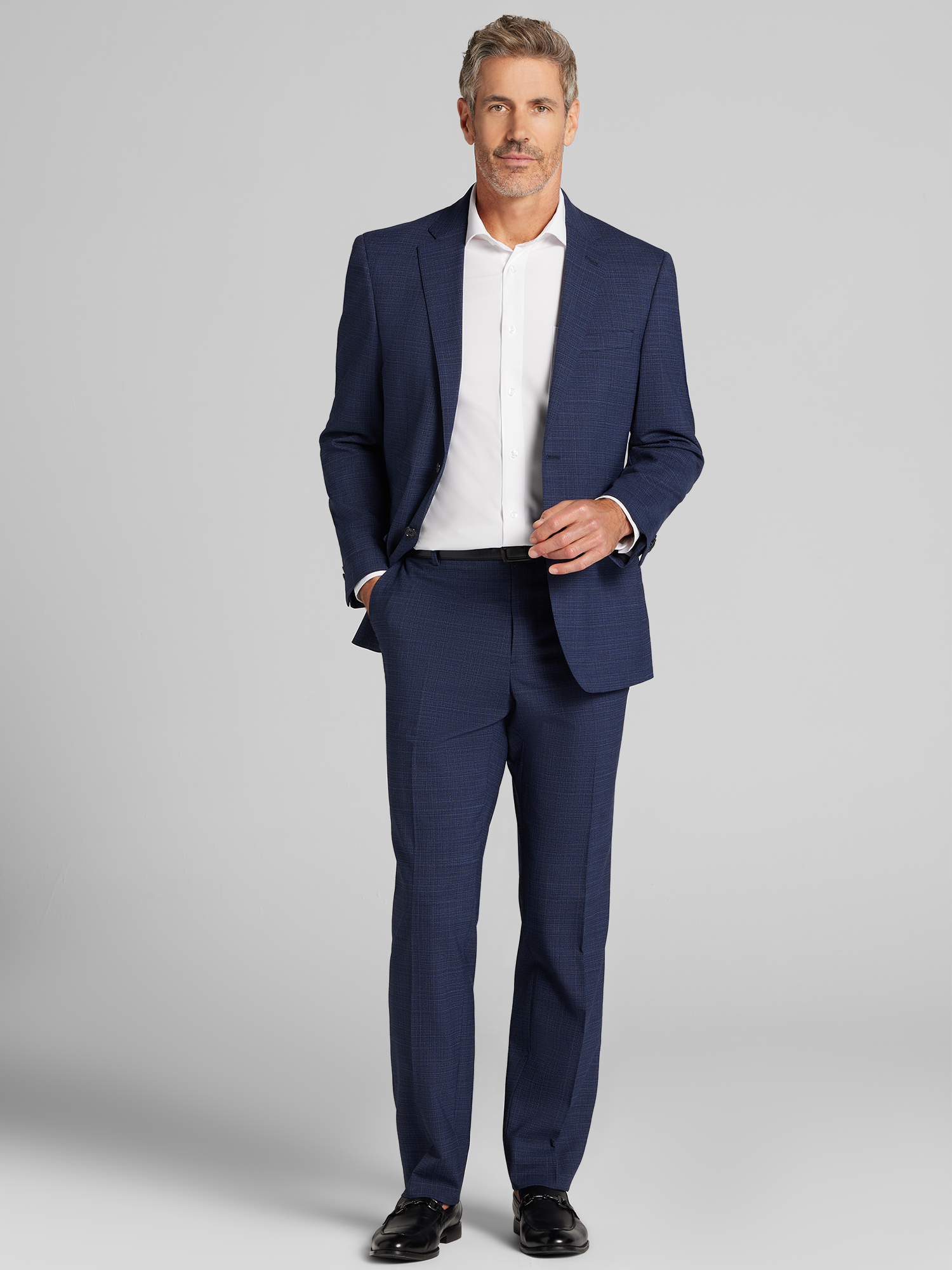Joseph Abboud Classic Fit Check Suit, Navy Mini Check - Blue | 2