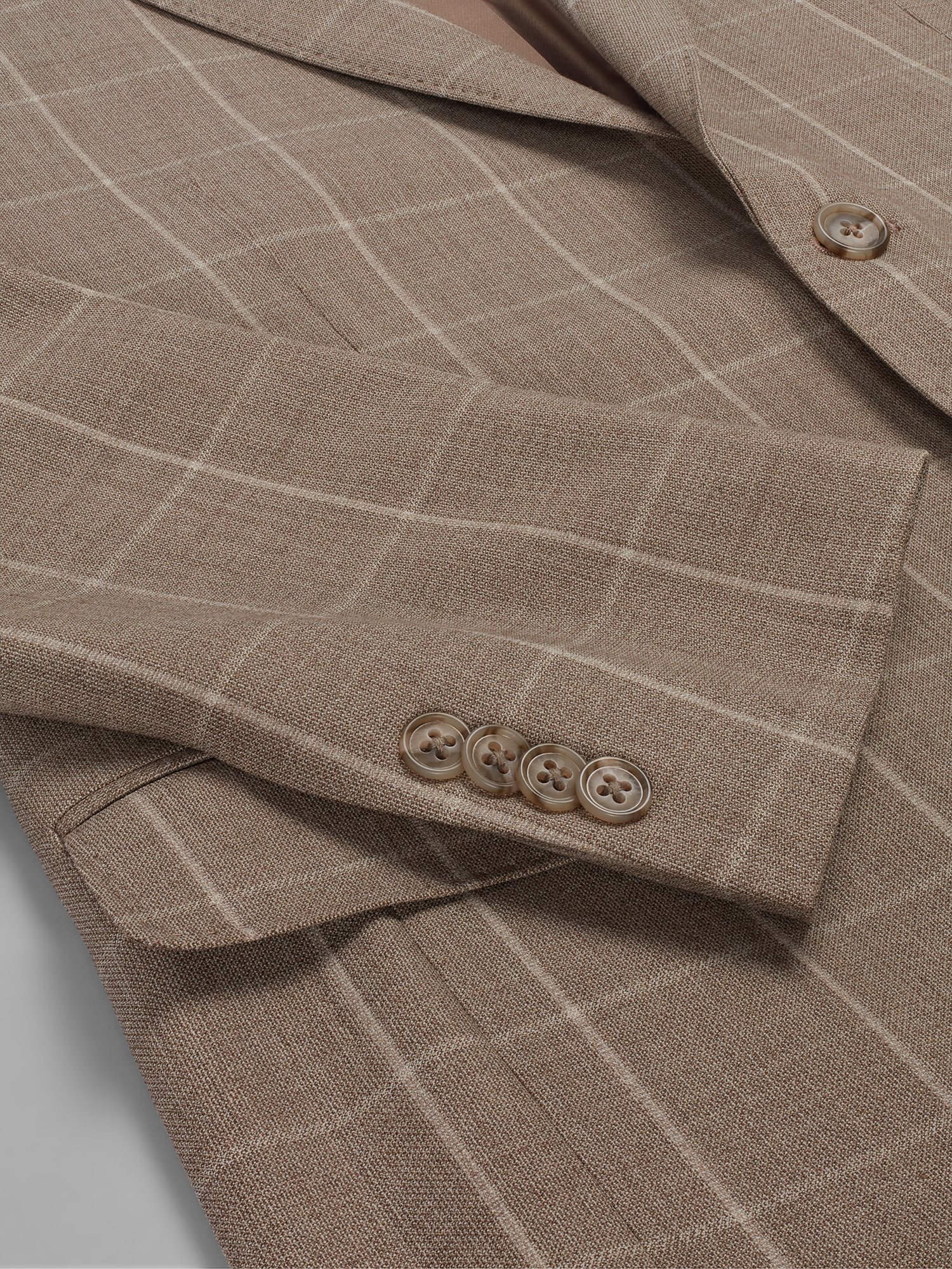 JOE Joseph Abboud Slim Fit Premium Wool Windowpane Suit, Tan