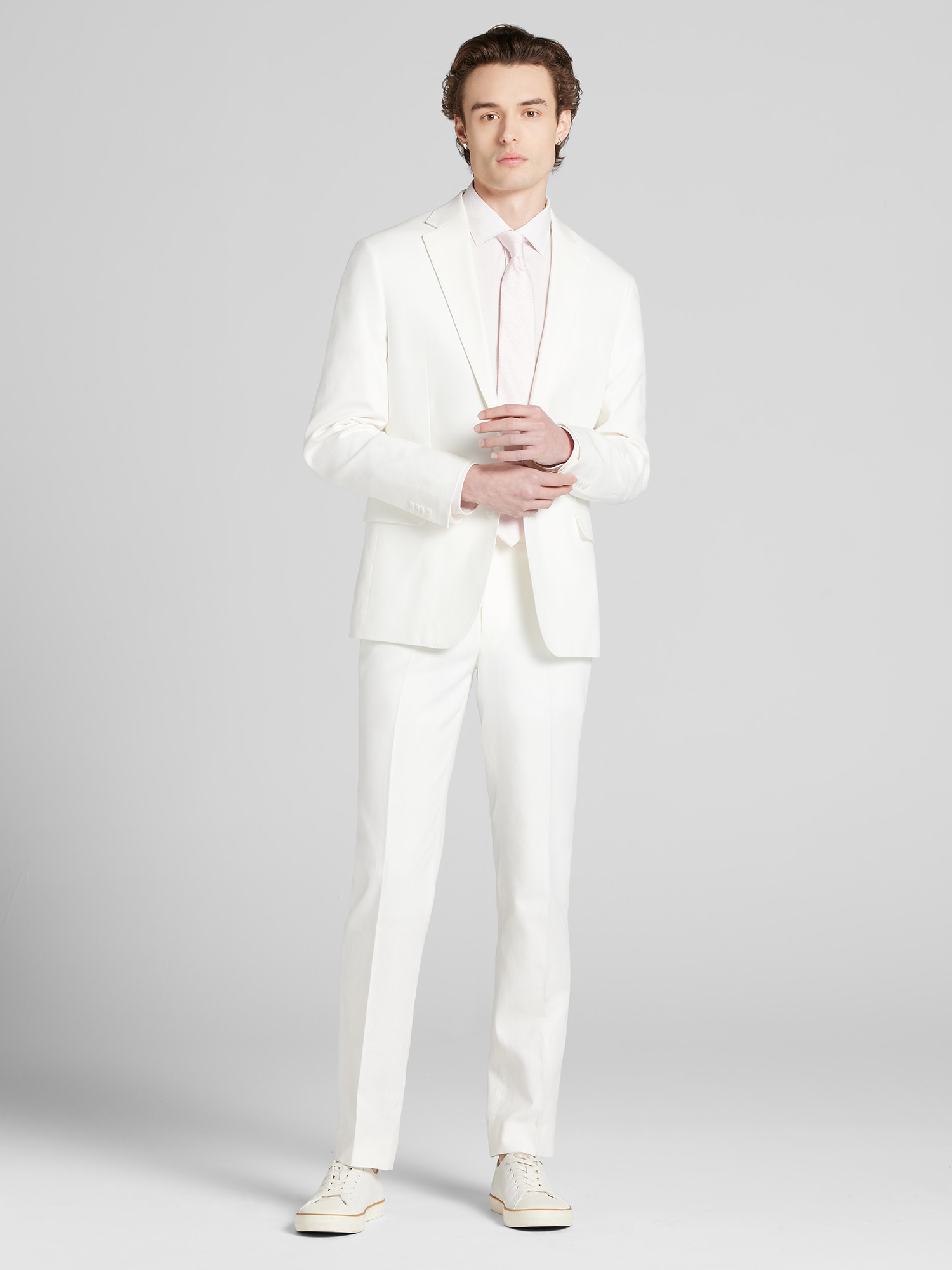 white dress pants men Vinci OS-900-White Zipper fly with hook and eye White Slim Fit Dress Pants