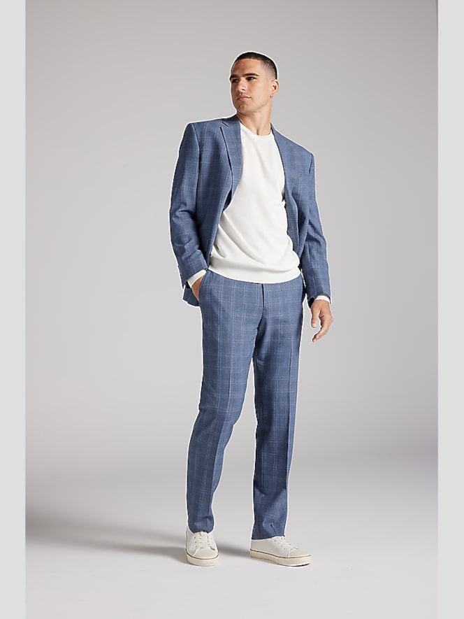 Pronto Uomo Platinum Modern Fit Plaid Suit