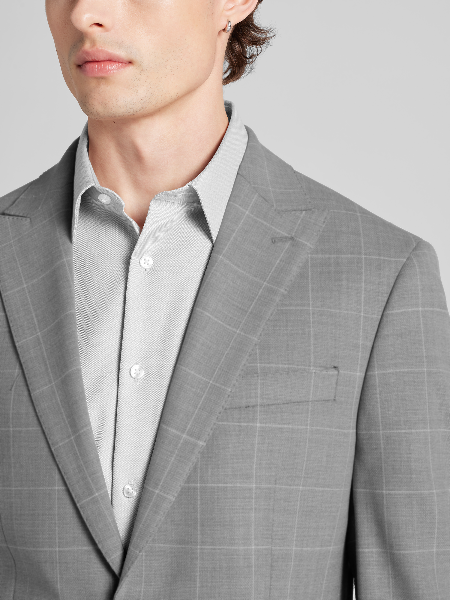 Awearness Kenneth Cole CHILLFLEX Slim Fit Peak Lapel Windowpane