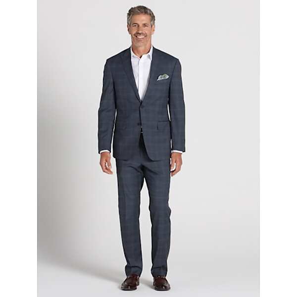 Awearness Kenneth Cole Big & Tall Modern Fit Plaid Men's Suit Indigo Plaid - Size: 44W x 30L,44W x 32L,46W x 30L,46W x 32L,48 Long,48 Regular,48
