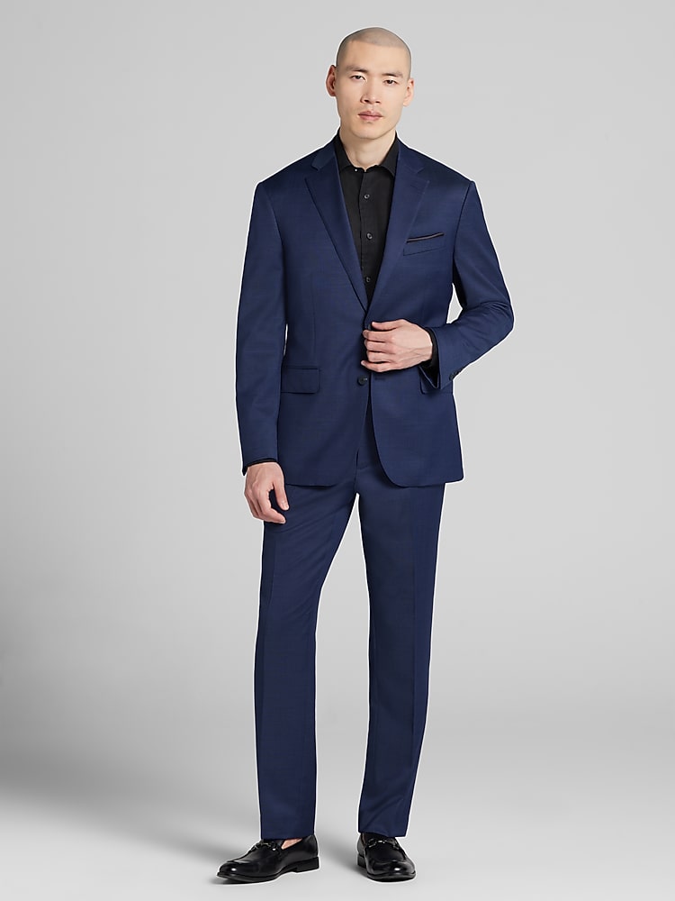 Awearness Kenneth Cole CHILLFLEX Modern Fit Tic Suit, Navy Tic