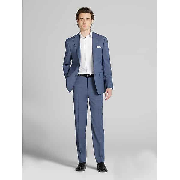 Calvin Klein Slim Fit Plaid Men's Suit Blue Plaid - Size: 29W x 30L,29W x 32L,29W x 34L,30W x 30L,30W x 32L,30W x 34L,31W x 30L,31W x 32L,32W x
