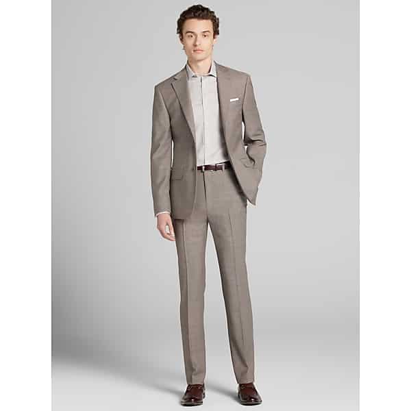 Calvin Klein Big & Tall Slim Fit Tic Men's Suit Tan Tic - Size: 42 Extra Long,44 Extra Long,44W x 30L,44W x 32L,46 Extra Long,46W x 30L,46W x 32L,46W