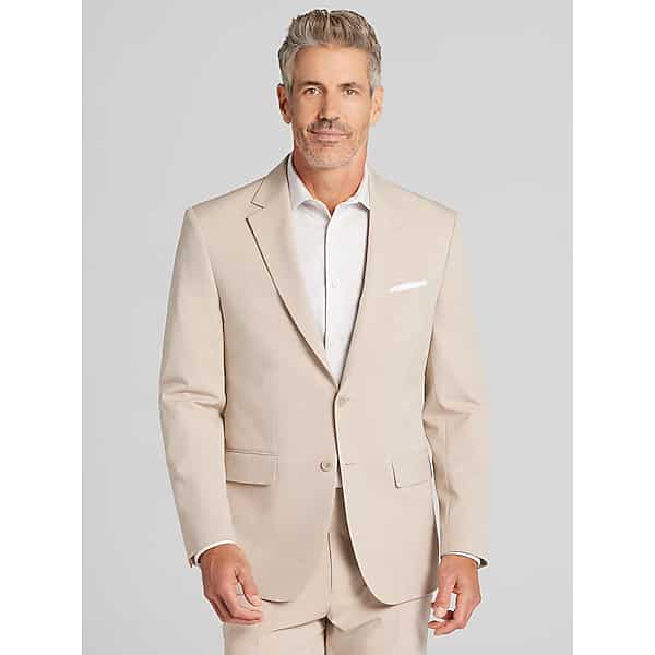Egara Classic Fit Men's Suit Jacket Tan Solid - Size: 42 Regular