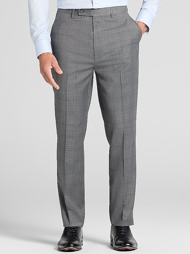 Calvin Klein Slim Fit Plaid Suit Pants Gray Plaid