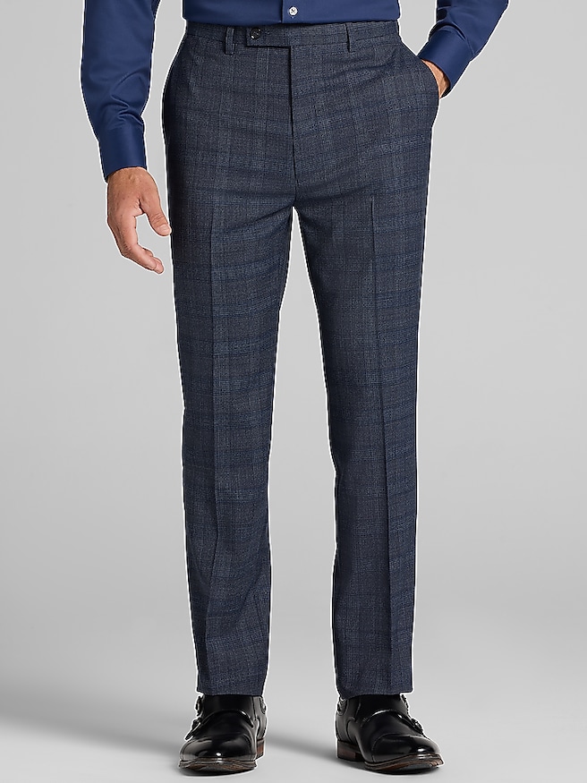 Calvin Klein Slim Fit Plaid Suit Pants Blue/Black Pld