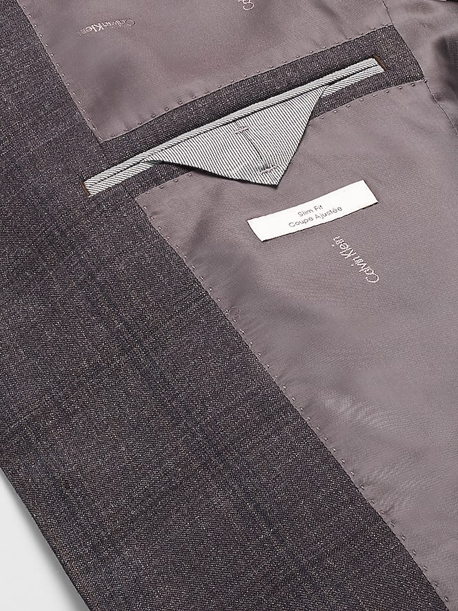 Calvin Klein Slim Fit Plaid Suit Jacket, Dk Brown Plaid - Image 6 of 7