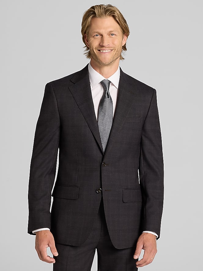 Calvin Klein Slim Fit Plaid Suit Jacket, Dk Brown Plaid - Image 1 of 7
