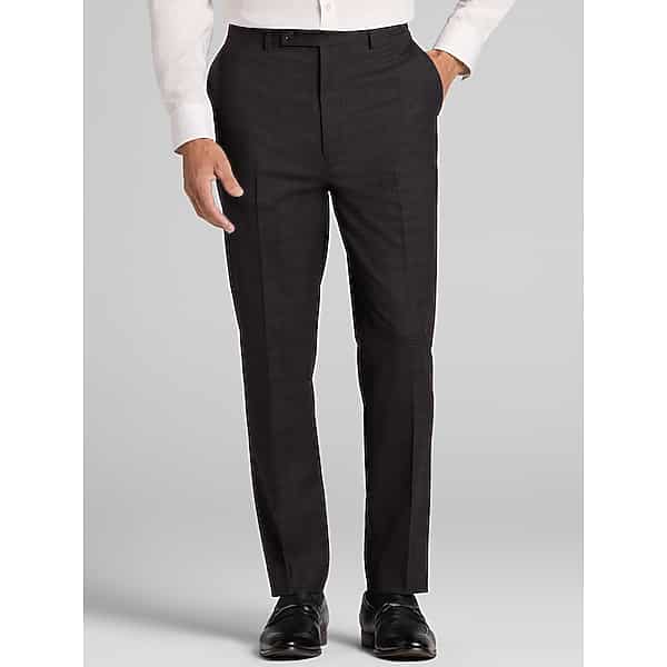 Calvin Klein Slim Fit Plaid Men's Suit Pants Dk Brown Plaid - Size: 29W x 30L
