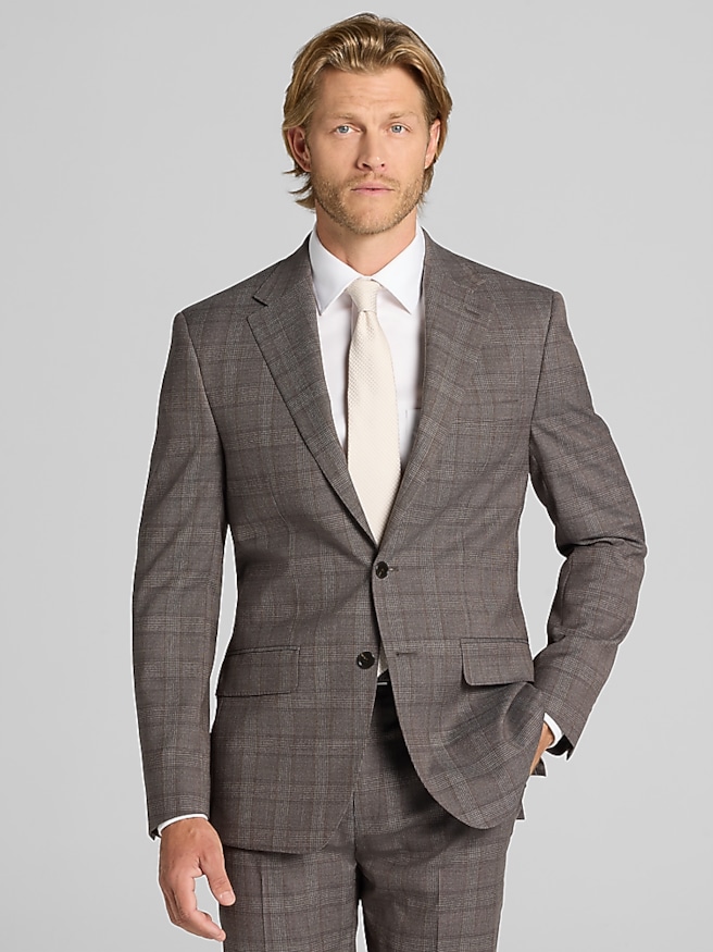 Calvin Klein X-Fit Slim Fit Plaid Sport Coat Brown Plaid