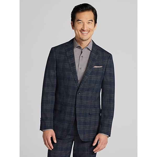 Wilke-Rodriguez Men's Slim Fit Plaid Suit Navy Plaid - Size: 40 Regular