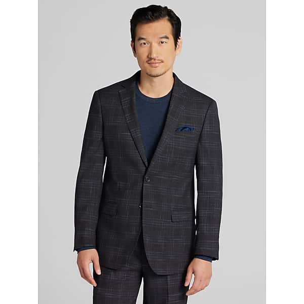 Wilke-Rodriguez Men's Slim Fit Plaid Suit Graphite Plaid - Size: 36 Regular