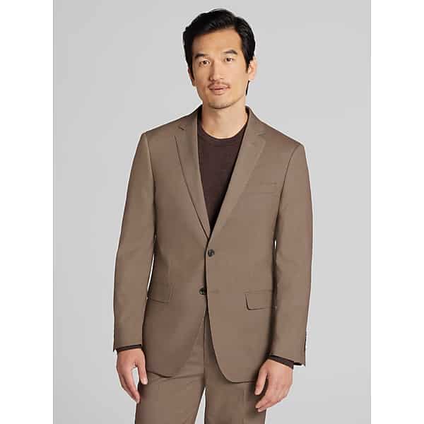 Wilke-Rodriguez Men's Slim Fit Check Suit Brown Check - Size: 40 Short