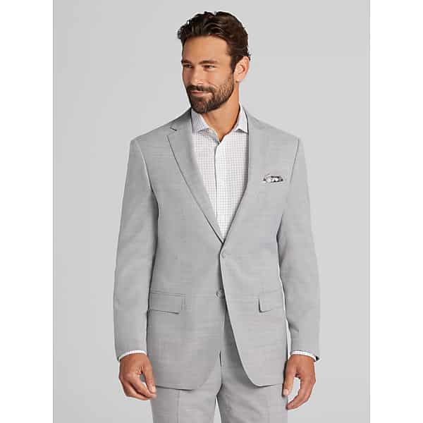 Wilke-Rodriguez Men's Slim Fit Tic Suit Platinum Tic - Size: 44 Short