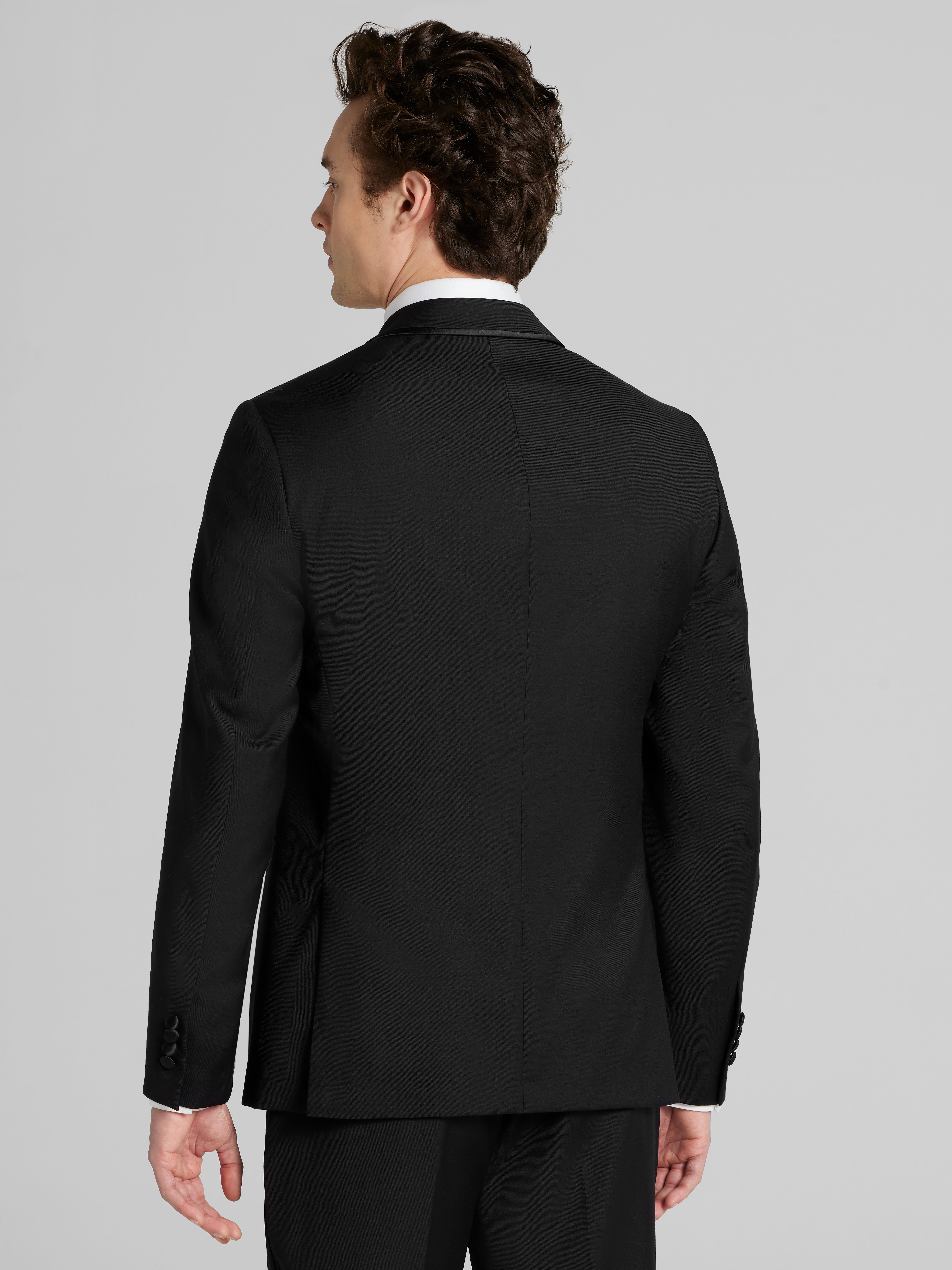 Slim Fit Satin Edged Notch Lape Wool Tuxedo Jacket