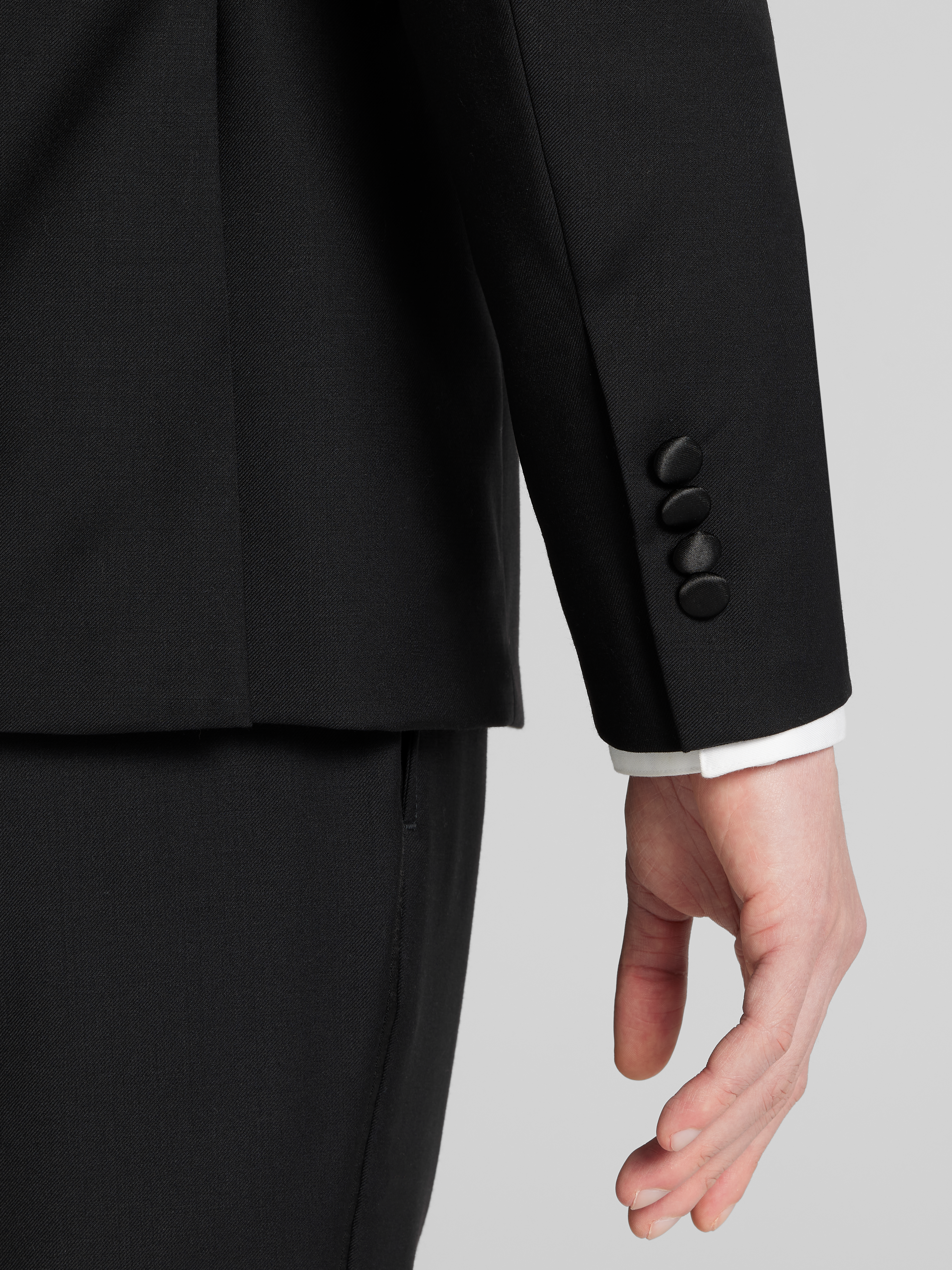 Slim Fit Satin Edged Notch Lape Wool Tuxedo Jacket
