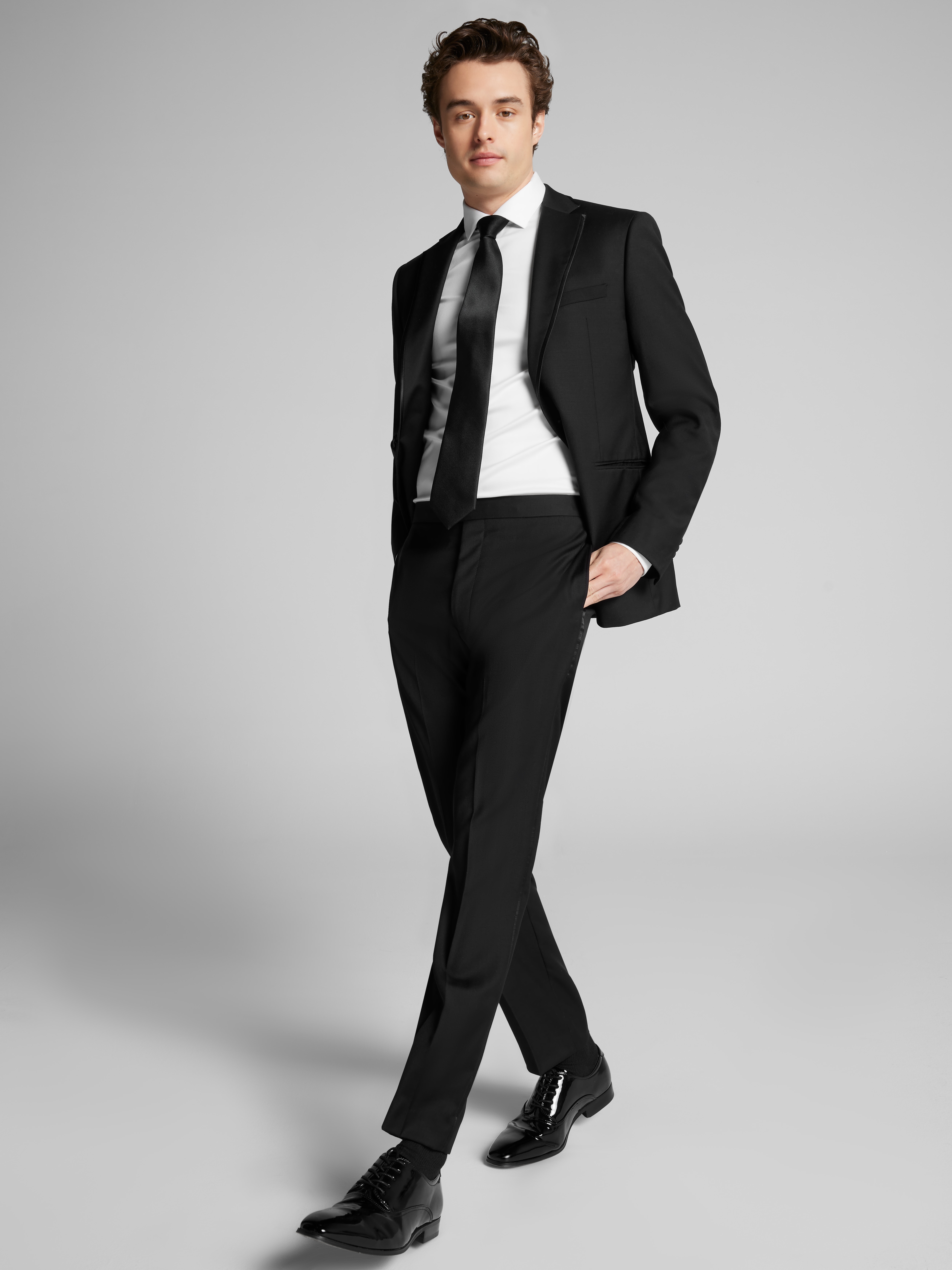 Slim Fit Satin Edged Notch Lape Wool Tuxedo Jacket