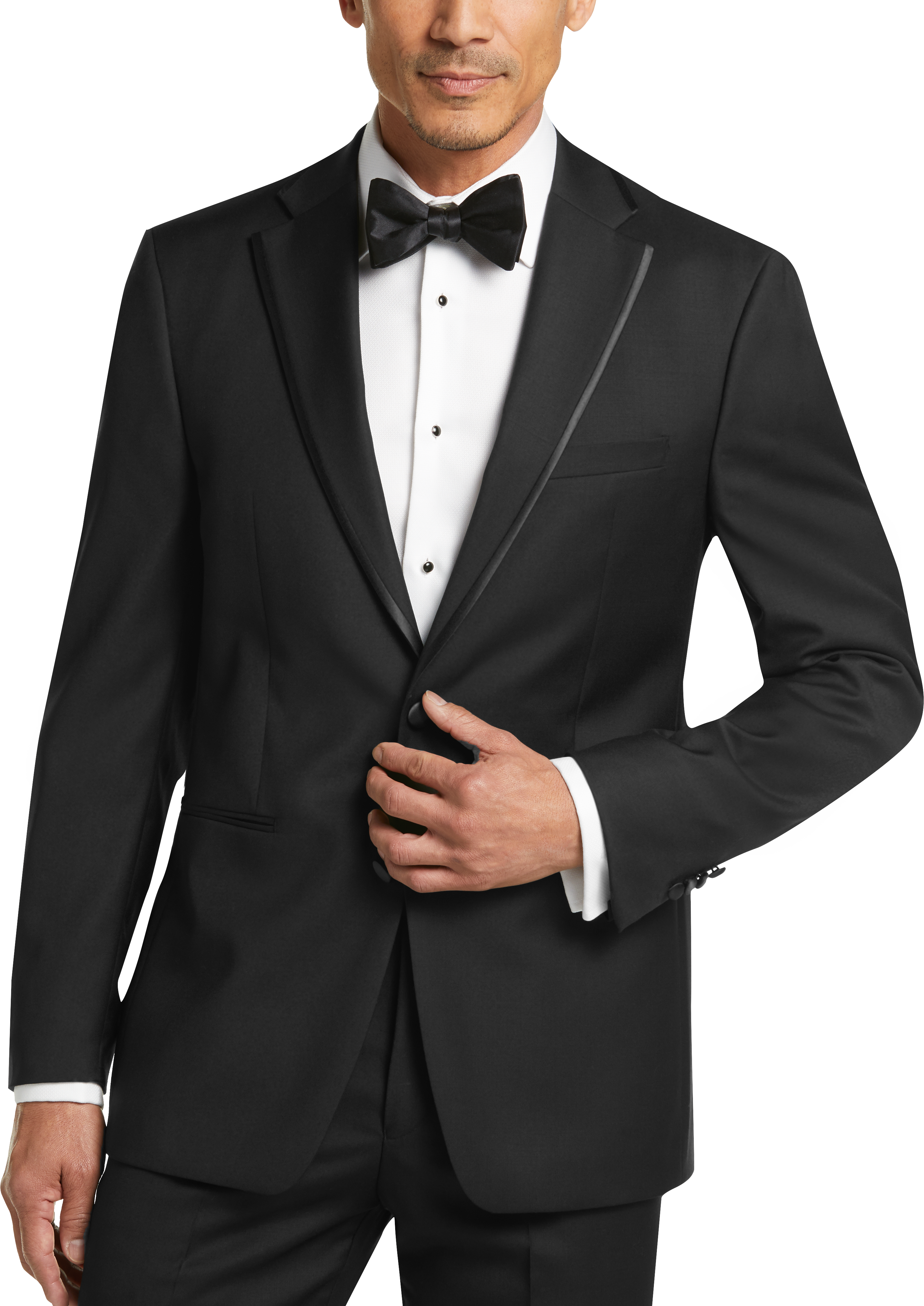 Slim Fit Satin Edged Notch Lape Wool Tuxedo Jacket