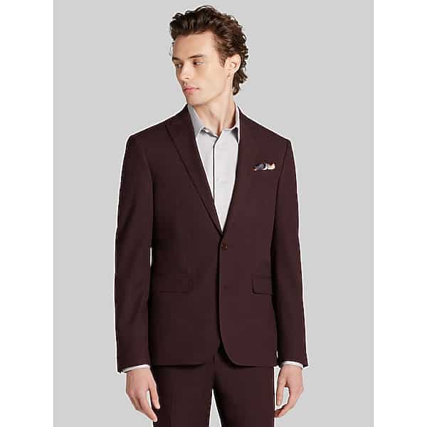 Egara Skinny Fit Men's Suit Jacket Dark Purple Wine - Size: 38 Regular