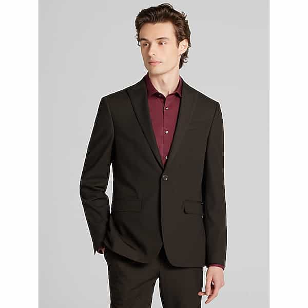 Egara Skinny Fit Men's Suit Jacket Chocolate - Size: 40 Short