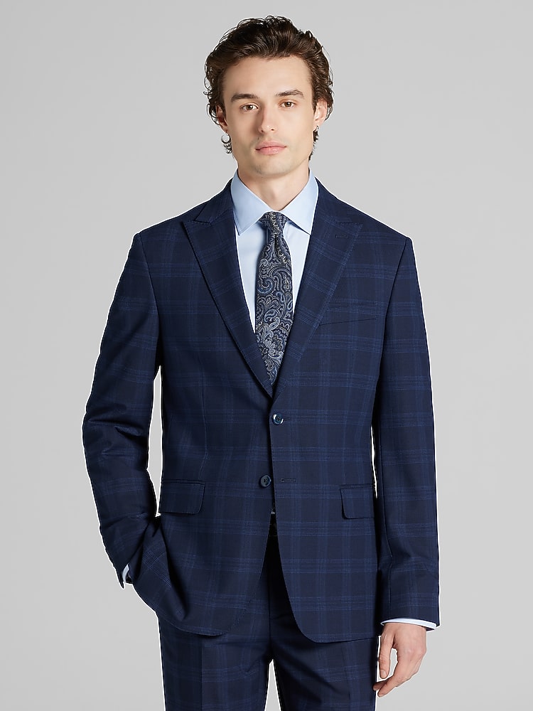 JOSEPH ABBOUDのダークブルー チェック柄 セットアップスーツ JOE Joseph Abboud Slim Fit Suit Jacket, Blue Plaid | Men's Wearhouse