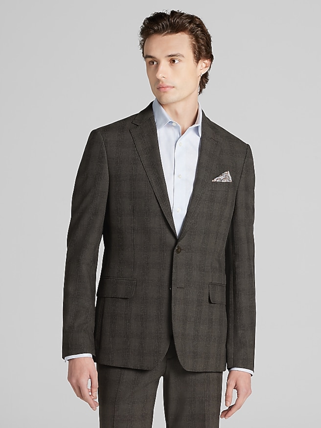 JOE Joseph Abboud Slim Fit Plaid Suit Jacket Brown Plaid
