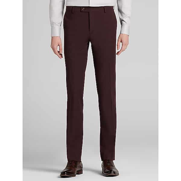 Egara Skinny Fit Men's Suit Pant Dark Purple Wine - Size: 31W x 30L