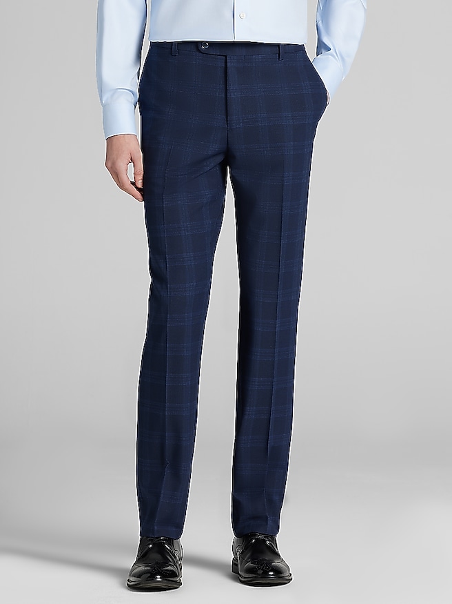 JOE Joseph Abboud Slim Fit Plaid Pants Blue Plaid