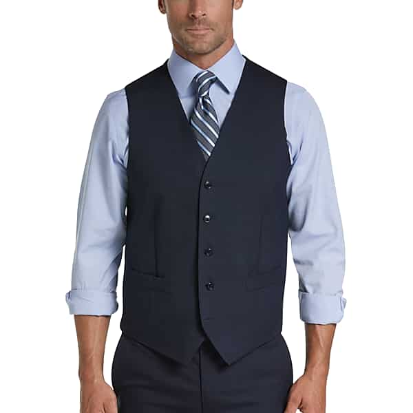Joseph Abboud Big & Tall Modern Fit Men's Suit Separates Vest Blue Tic - Size: 2XLT