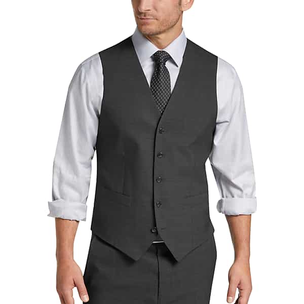 Joseph Abboud Big & Tall Modern Fit Men's Suit Separates Vest Charcoal Tic - Size: XXL