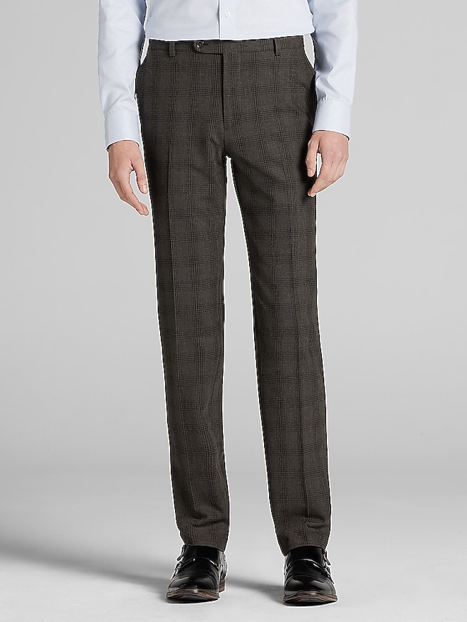 JOE Joseph Abboud Slim Fit Suit Pants Brown Plaid