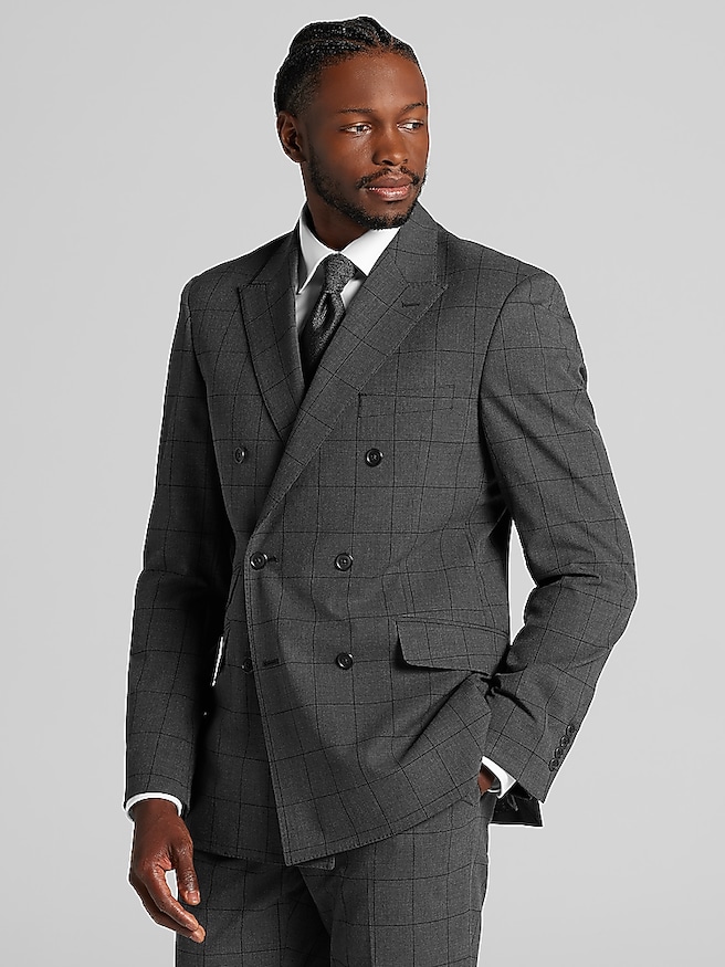 Joseph & Feiss Modern Fit Windowpane Houndstooth Suit Grey Windowpane Houndstooth