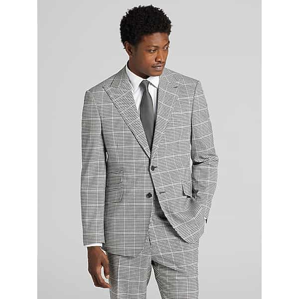 Joseph & Feiss Big & Tall Men's Modern Fit Houndstooth Suit Black/White Houndstooth Wp - Size: 52 Long