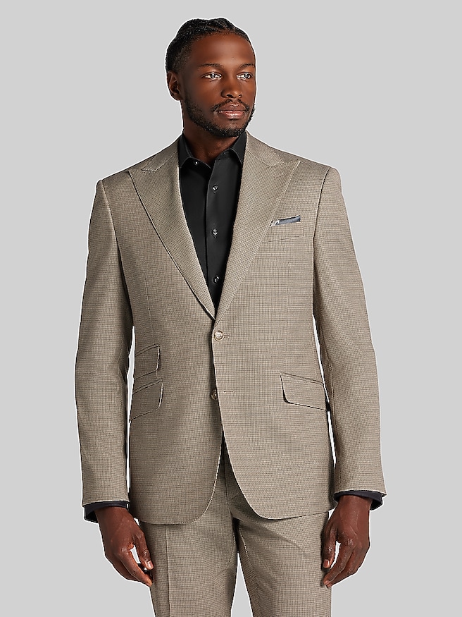 Joseph & Feiss Modern Fit Check Suit Tan Check