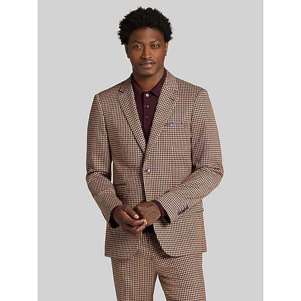Paisley & Gray Big & Tall Men's Modern Fit Check Suit Burg-Nvy-Tan G - Size: 52 Regular