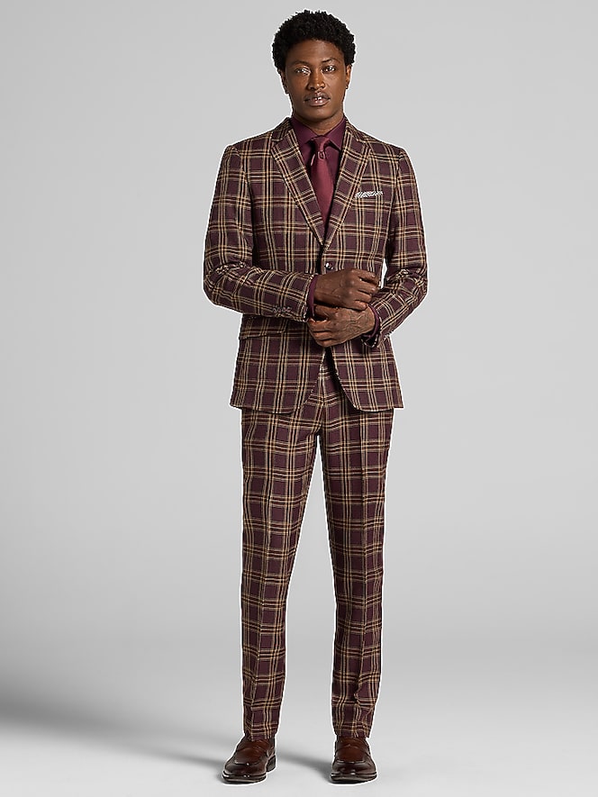 Paisley &Amp; Gray Modern Fit Plaid Suit