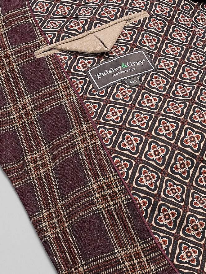 Paisley &Amp; Gray Modern Fit Plaid Suit