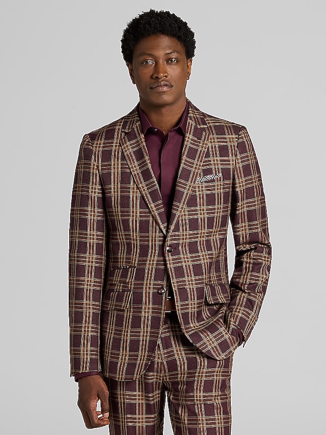 Paisley &Amp; Gray Modern Fit Plaid Suit